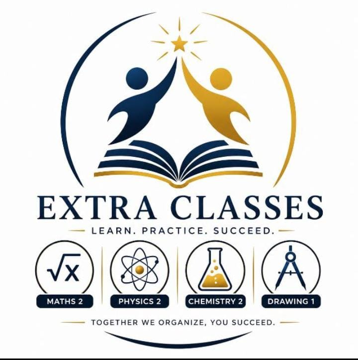 Extra Classes emblem: Maths 2, Physics 2, Chemistry 2 and Drawing 1